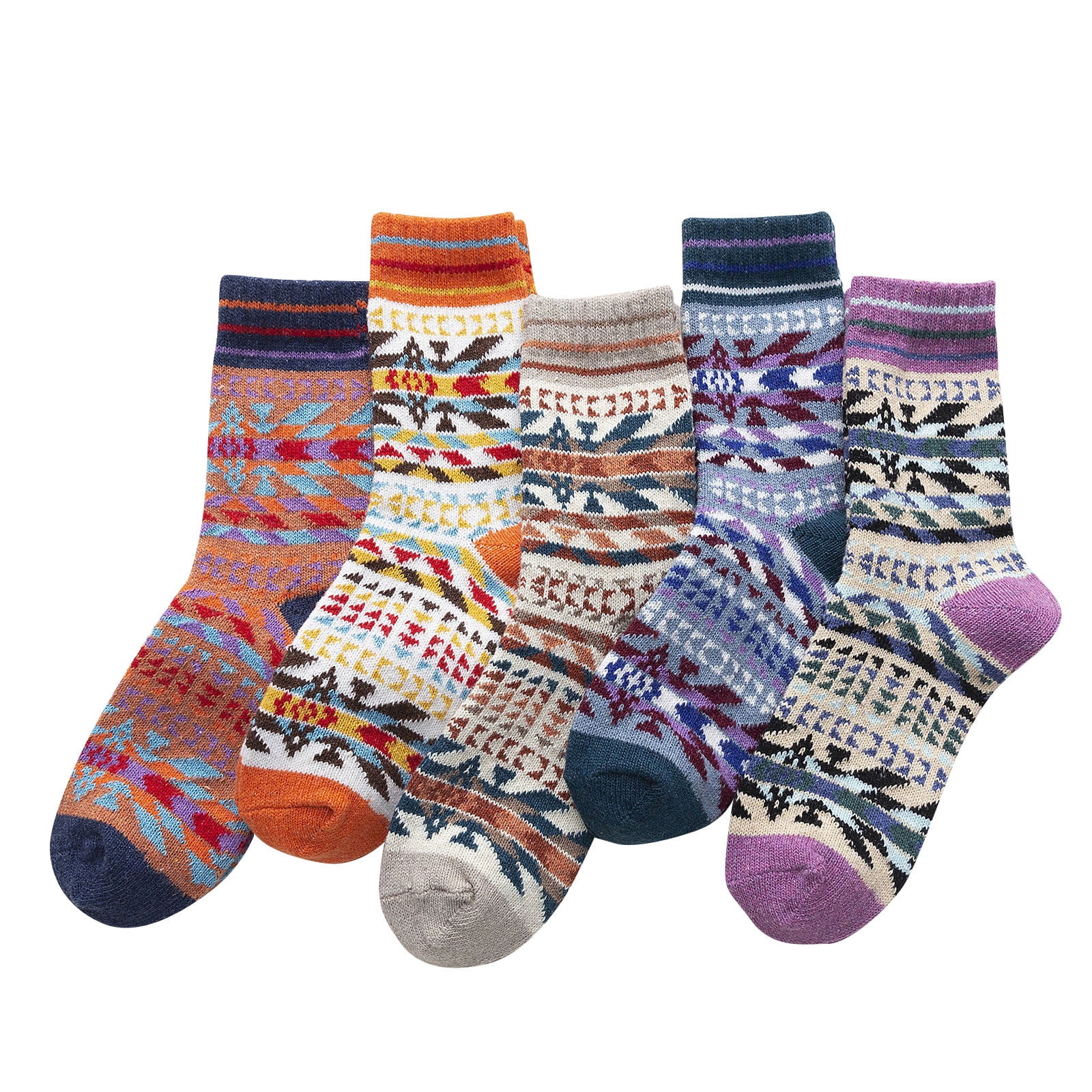 YESIMOLA Socks Womens Wool Socks Warm Thick Winter Warm Boots Cozy Cabin Crew Ladies Socks 5 Pack Socks for Women Ankle High One Size B - Image 1