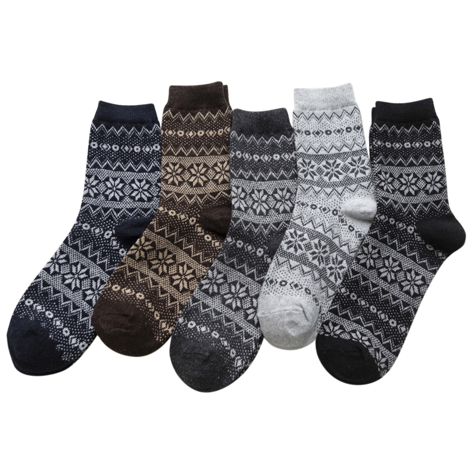 YESIMOLA Socks Womens Wool Socks Warm Thick Winter Warm Boots Cozy Cabin Crew Ladies Socks 5 Pack Socks for Women Ankle High One Size F - Image 1