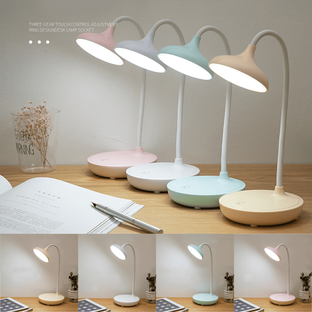 LED Desk Lamp with USB Ports,Touch Desk Lamps for Home Office with 3 Brightness Desk Light with Small Night Light,Reading Lamp Table Lamp for Bedroom Bedside Study（Pink） by Fakrich Apricot - Image 1