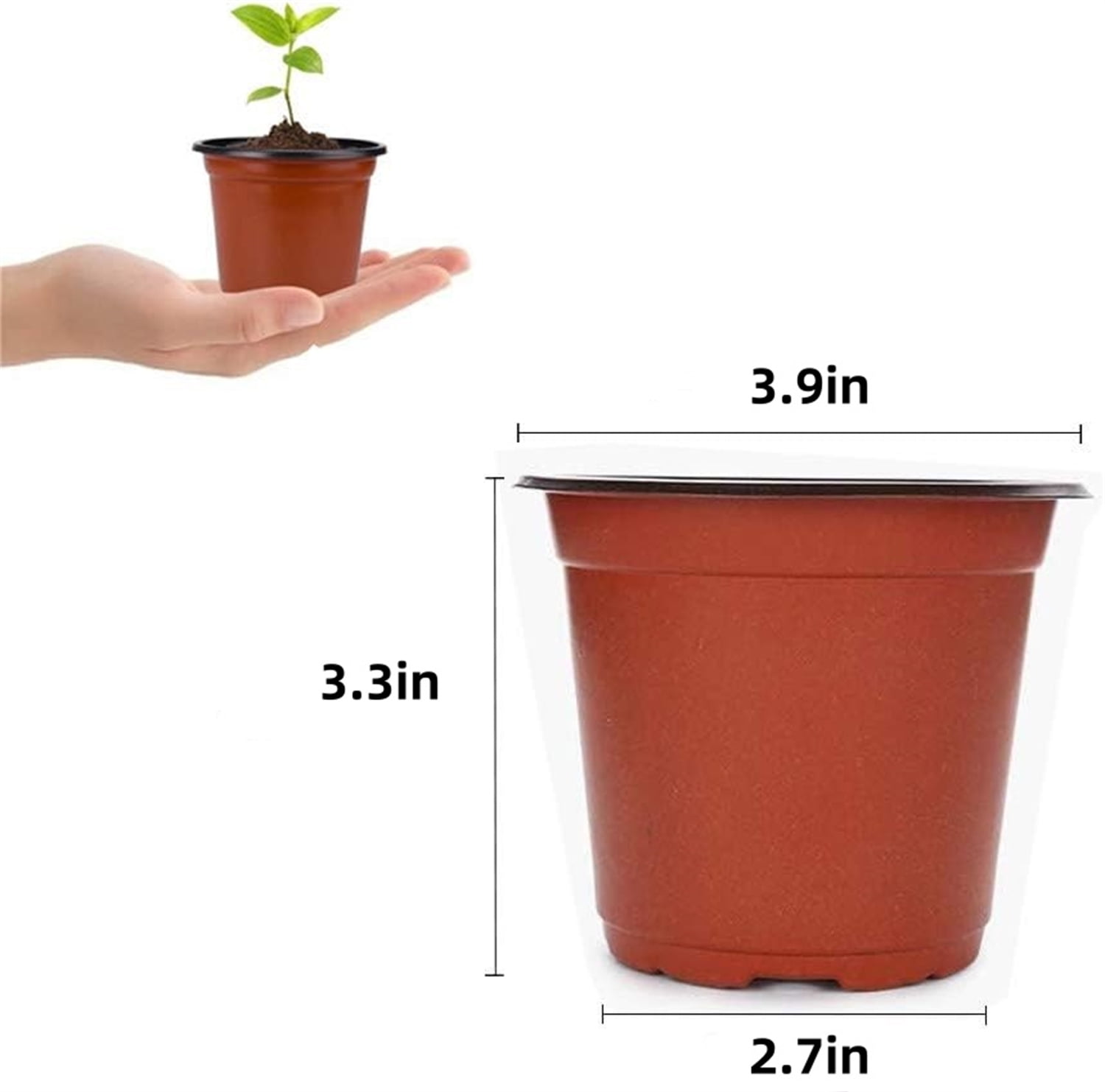 50Pcs Plastic Plant Nursery Pots,3.9x2.7x3.3In Seed Starting Pots with Drainage Holes for Indoor,Durable Soft Nursery Containers for Transplanting - Image 2