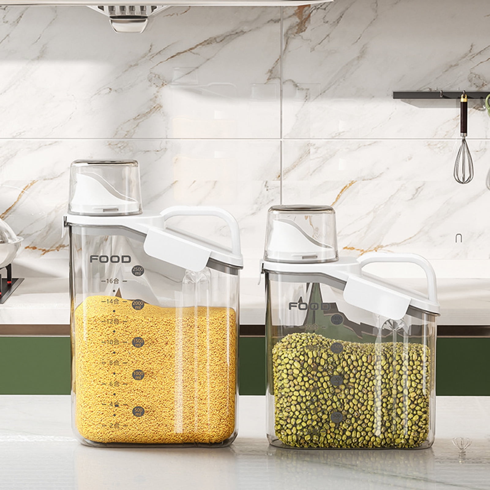 Cheers.US 2000ml/2800ml Airtight Cereal Container Rice Dry Grain Dispenser Thicken Rice Cylinder Clear Food Storage Box S Green - Image 5