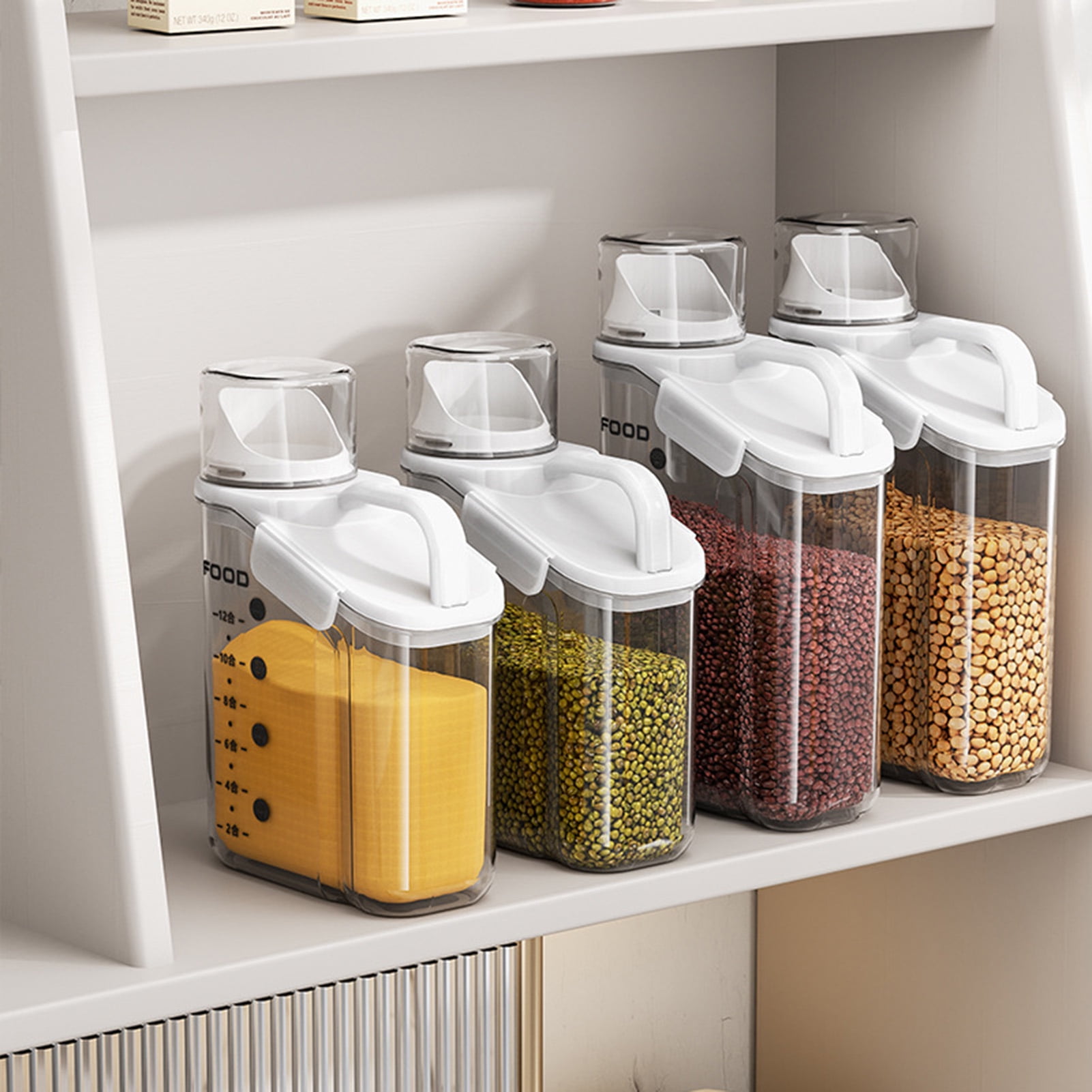 Cheers.US 2000ml/2800ml Airtight Cereal Container Rice Dry Grain Dispenser Thicken Rice Cylinder Clear Food Storage Box L Ivory - Image 1