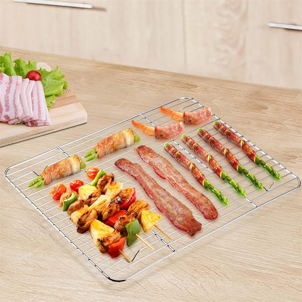 1Pack Kitchen Baking Rack,QZS Small Cooking Rack,Nonstick Wire Grill Net,Stainless Steel Roasting Grid Frame,Oven & Dishwasher Safe,for Picnic Camping Dinning and Outdoors 8