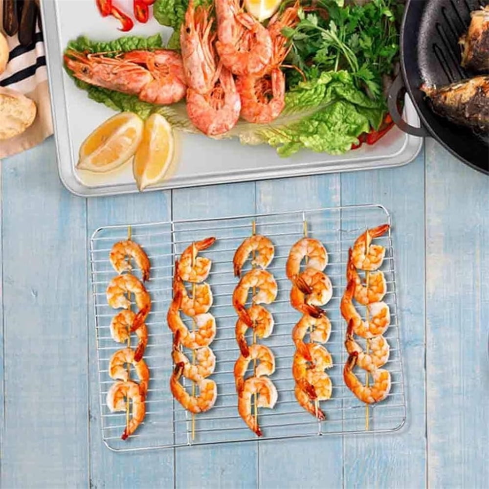 1Pack Kitchen Baking Rack,QZS Small Cooking Rack,Nonstick Wire Grill Net,Stainless Steel Roasting Grid Frame,Oven & Dishwasher Safe,for Picnic Camping Dinning and Outdoors 8