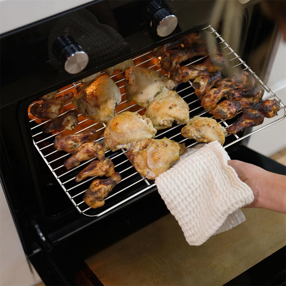 1Pack Kitchen Baking Rack,QZS Small Cooking Rack,Nonstick Wire Grill Net,Stainless Steel Roasting Grid Frame,Oven & Dishwasher Safe,for Picnic Camping Dinning and Outdoors 8