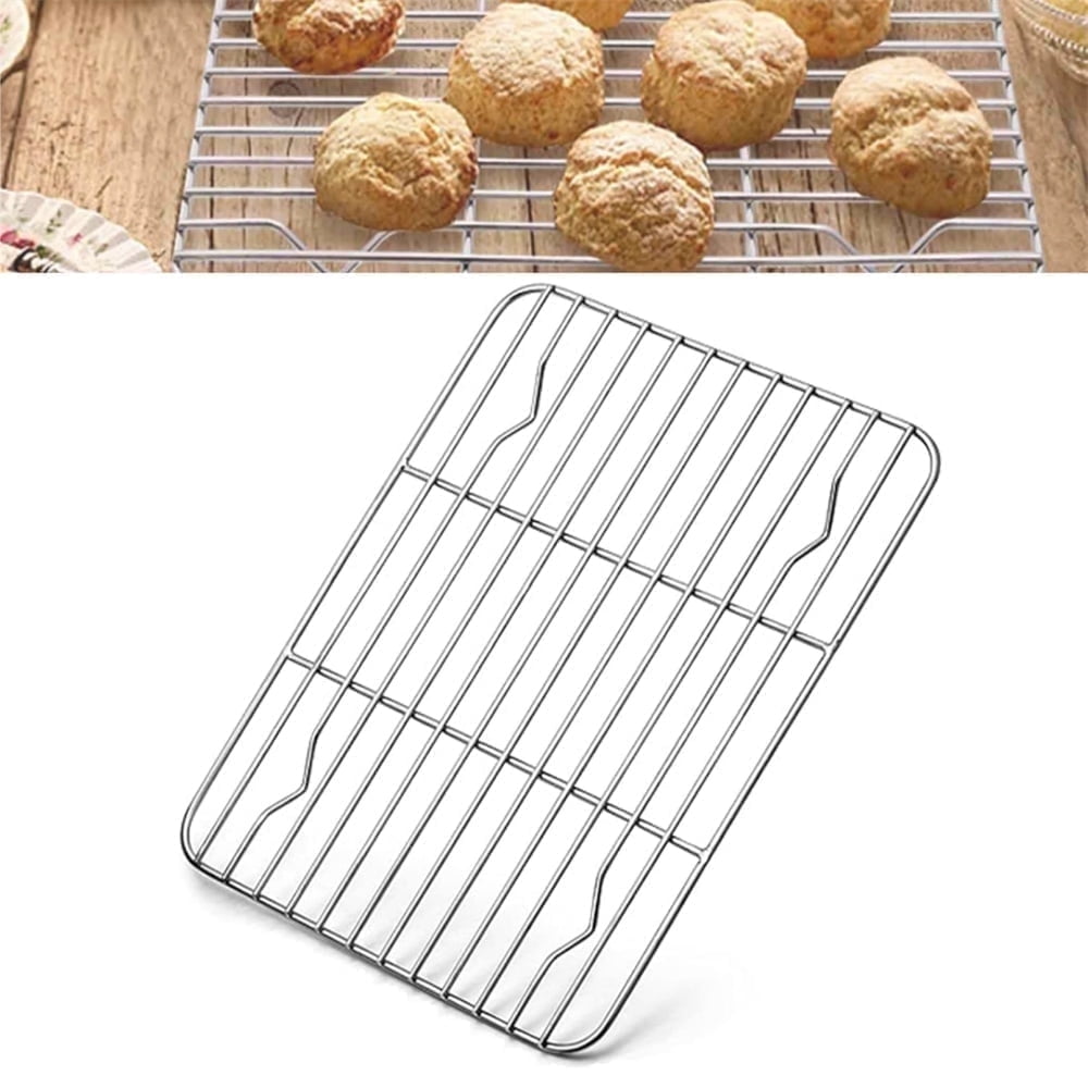 1 Pack High Strength Stainless Steel Grill Racks,QZS Nonstick Roasting Racks,Rectangle Wire Net Rack,Kitchen Baking Rack,Nonstick Wire Grill Net,for Picnic Camping Barbeque Party 11