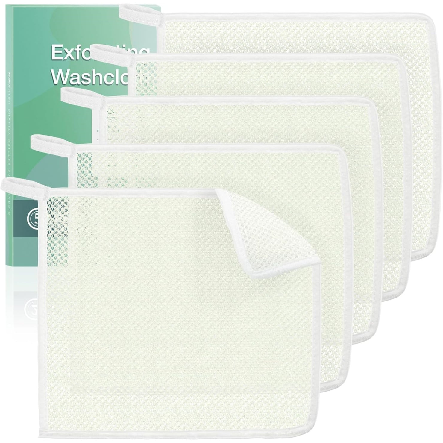 Exfoliating Washcloths,African Exfoliating Net,Reusable African Net Sponge,8.7x10.2In Beige Mutilfunction Wash Cloth for Face and Body Beige - Image 1