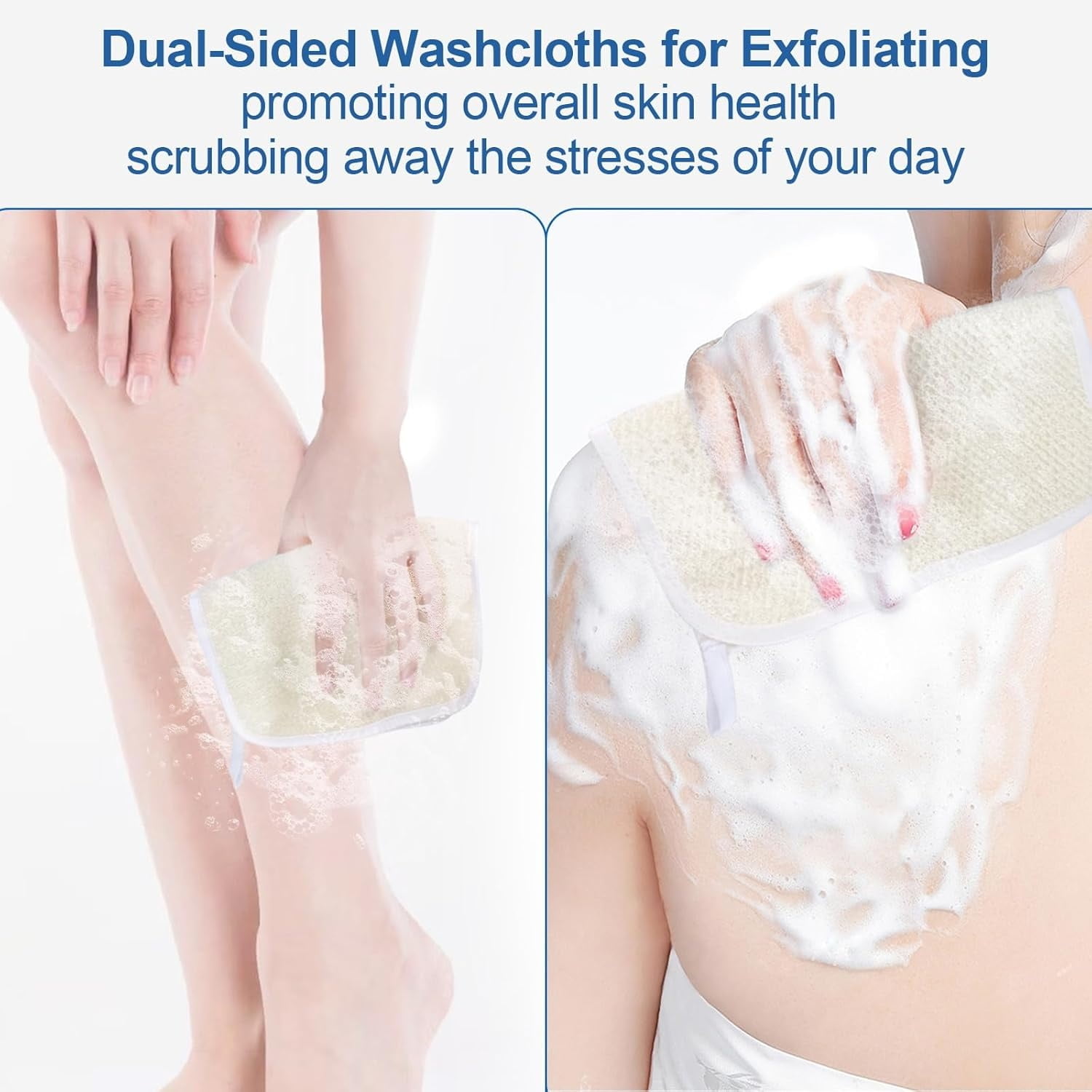 Exfoliating Washcloths,African Exfoliating Net,Reusable African Net Sponge,8.7x10.2In Beige Mutilfunction Wash Cloth for Face and Body Beige - Image 4
