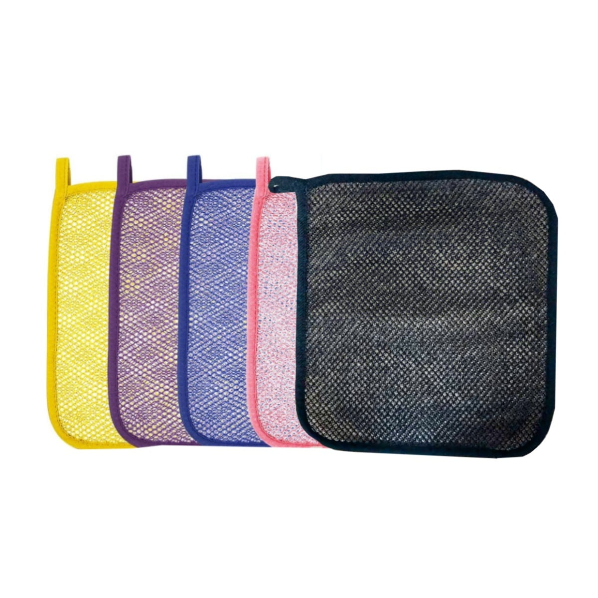 Exfoliating Washcloths,African Exfoliating Net,Reusable African Net Sponge,8.7x10.2In Beige Mutilfunction Wash Cloth for Face and Body Multi-color - Image 1
