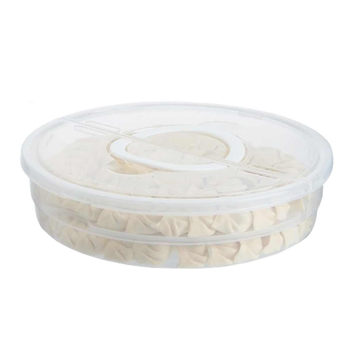 2 Compartments Pizza Storage Container,11.8X3.4In Round Pie Carrier with Lid and Handle,Clear Reusable Pizza Tray for Cupcakes - Image 1