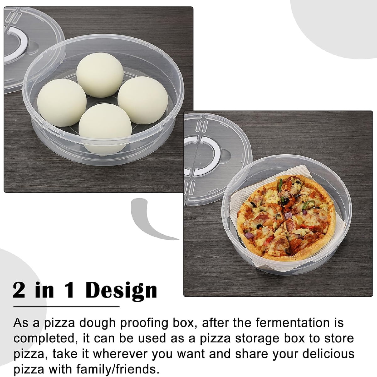 2 Compartments Pizza Storage Container,11.8X3.4In Round Pie Carrier with Lid and Handle,Clear Reusable Pizza Tray for Cupcakes - Image 5