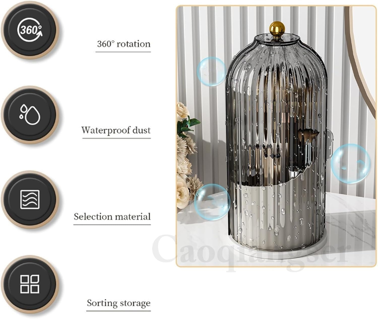 Concealed Toothbrush Holder,Toothbrush Holders for Bathrooms,360 Rotating Waterproof Dustproof Toothpaste Holders with Sliding Lid,for Vanity Makeup Brushes Holder,Pen Holder Storage (C) C - Image 6