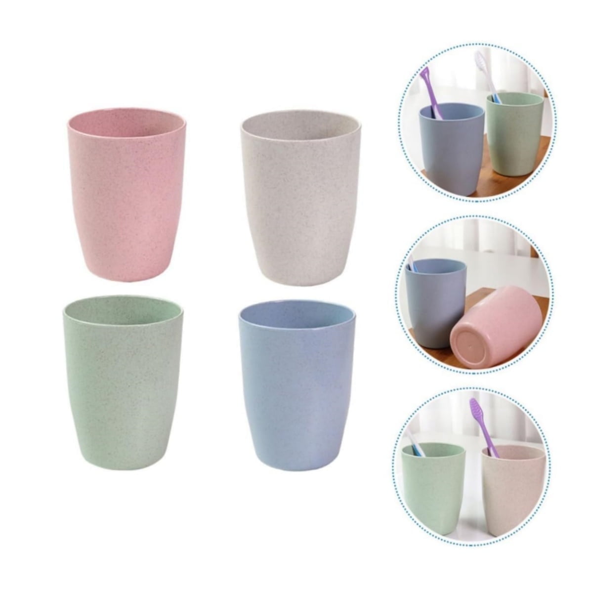 QZS Reusable Cups,10oz Multi-color Water Cups for Kids,4Pcs Dishwasher Safe Water Plastic Glasses,4.1x3.1In Unbreakable Glasses for Party,Home - Image 1