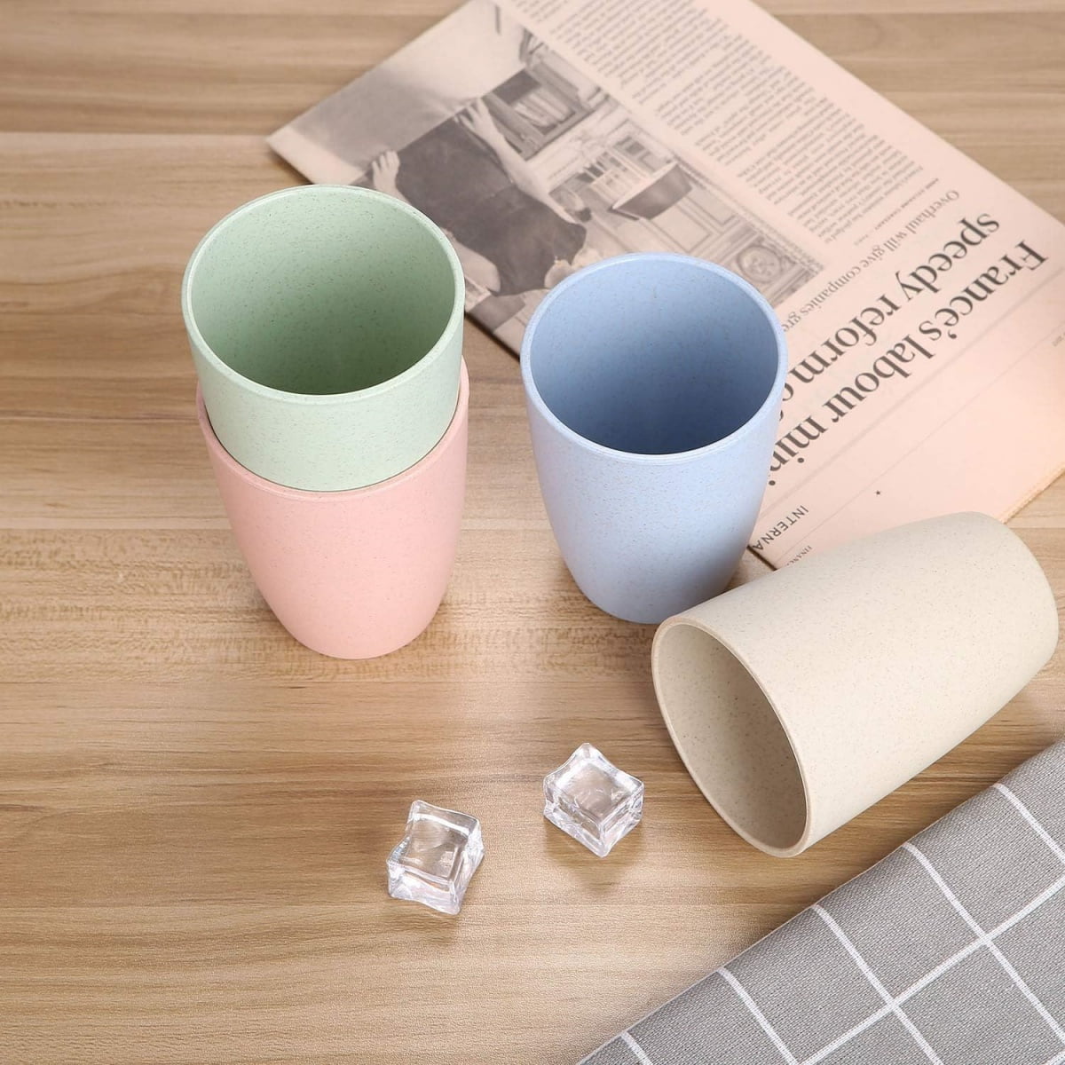 QZS Reusable Cups,10oz Multi-color Water Cups for Kids,4Pcs Dishwasher Safe Water Plastic Glasses,4.1x3.1In Unbreakable Glasses for Party,Home - Image 5