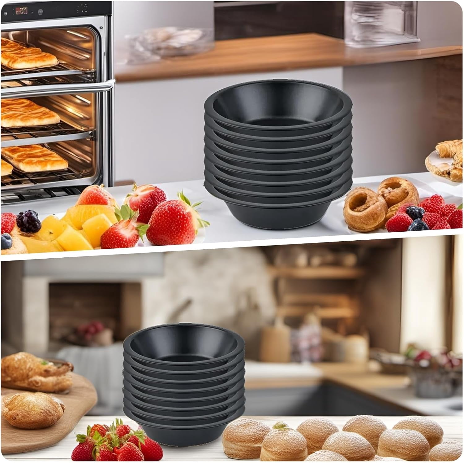 Tutuviw 6 Pack 5 inch Reusable Small Pie Pans, Nonstick Small Pie Tins, Carbon Steel Pie Pans, Mini Pie Pans for Baking, Round Bread and Meat Pie Tins Mini Pie Tins for Cake Dessert - Image 8