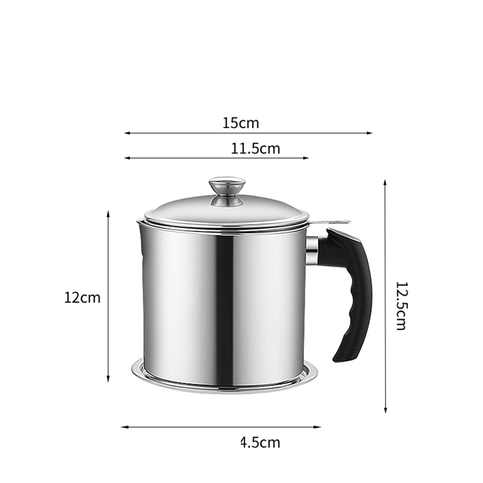 Pot Fats Storage With Lid, Grease Container With Strainer, Stainless Steel Oil Storage Container with Fine Mesh Strainer Dustproofs, Leakproof Oil Storage Container Grease Keepers with Handle Gray - Image 2