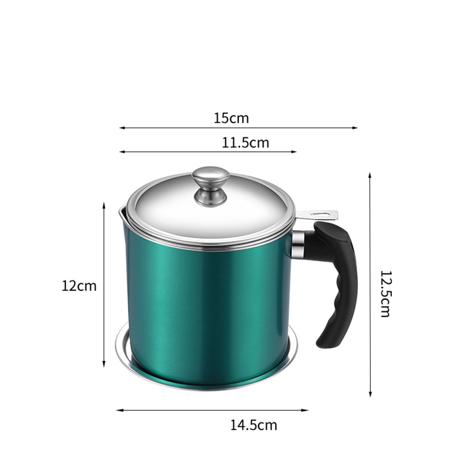Pot Fats Storage With Lid, Grease Container With Strainer, Stainless Steel Oil Storage Container with Fine Mesh Strainer Dustproofs, Leakproof Oil Storage Container Grease Keepers with Handle Green - Image 2