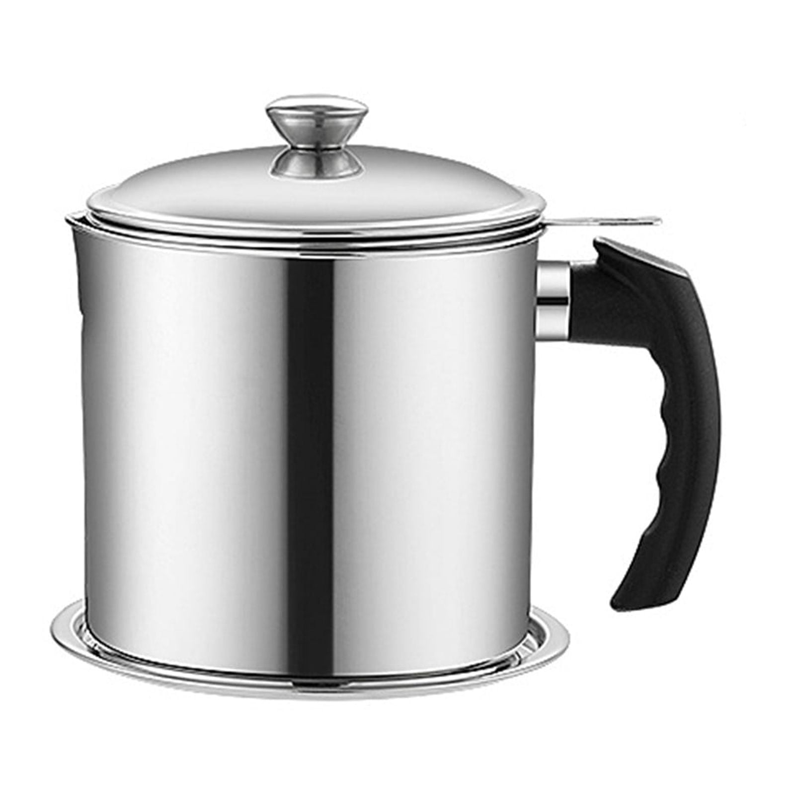 Pot Fats Storage With Lid, Grease Container With Strainer, Stainless Steel Oil Storage Container with Fine Mesh Strainer Dustproofs, Leakproof Oil Storage Container Grease Keepers with Handle Silver - Image 3