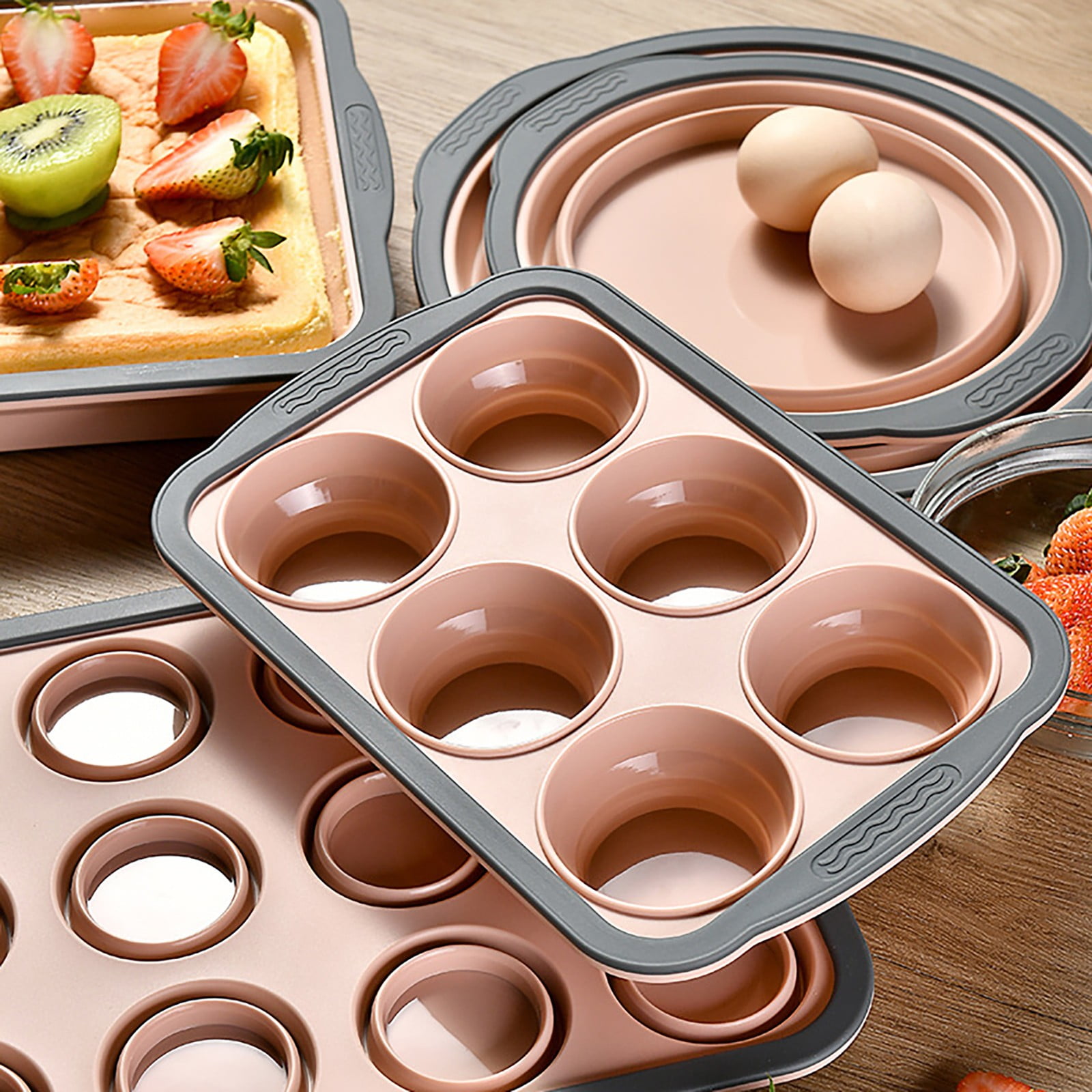 Brownie Pan with Dividers, 1 Set 12 Cavity All Edges Square Cupcake Brownie Pans Mini Cake Non Stick Baking Carbon Steel Bread Mold Small Edge 3x4 Individual Cutter Sheet Tray for Cookie Oven One Size Red-A - Image 8