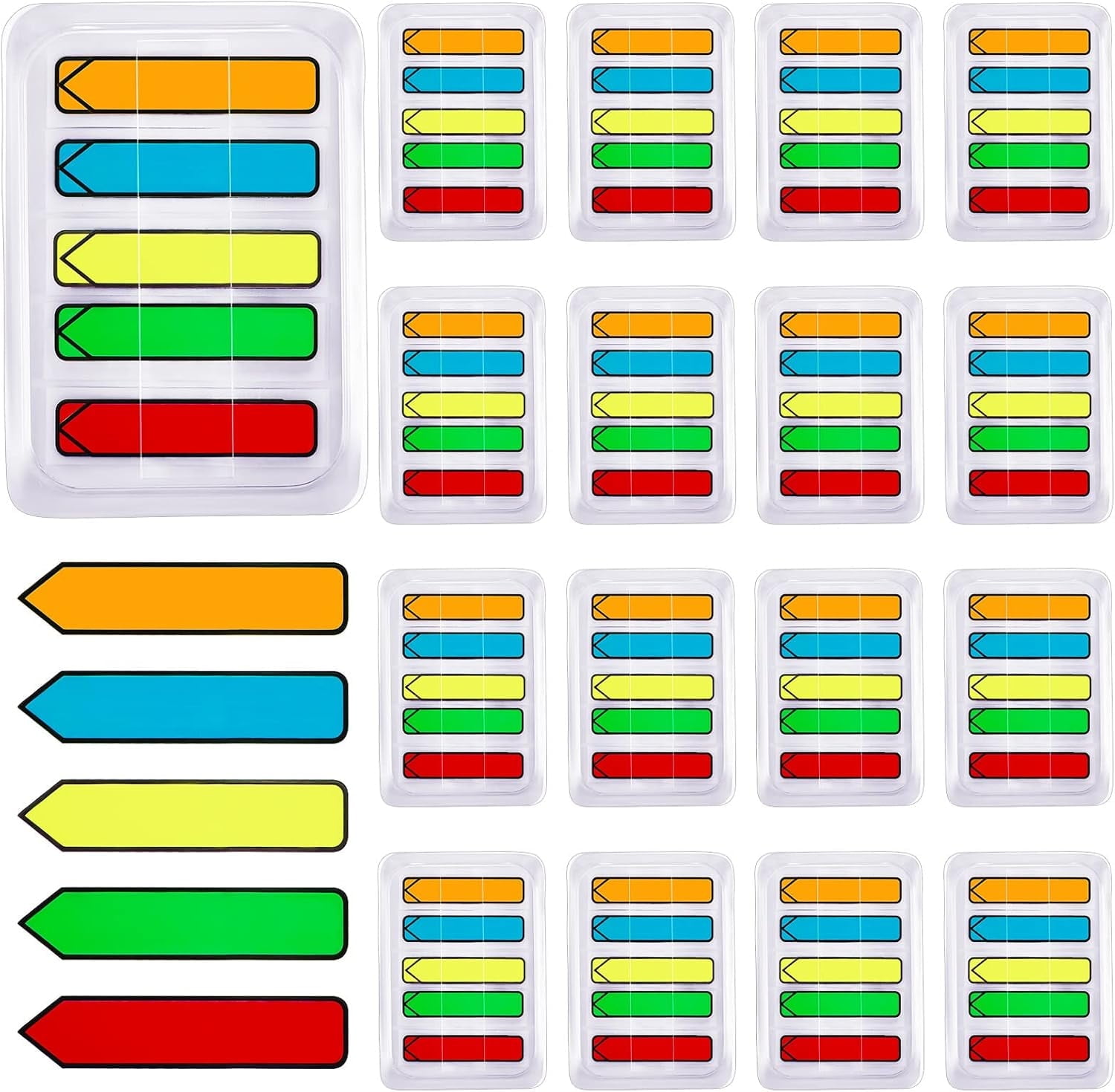 6 Packs/600Pcs Arrow Flags Arrow Tabs,5 Colors Sticky Flags Arrow Sticky Notes,Sign Stickers,Message Flags for Office,Notebook,Annotating,Books,Notary,Books(Multicolor) - Image 1