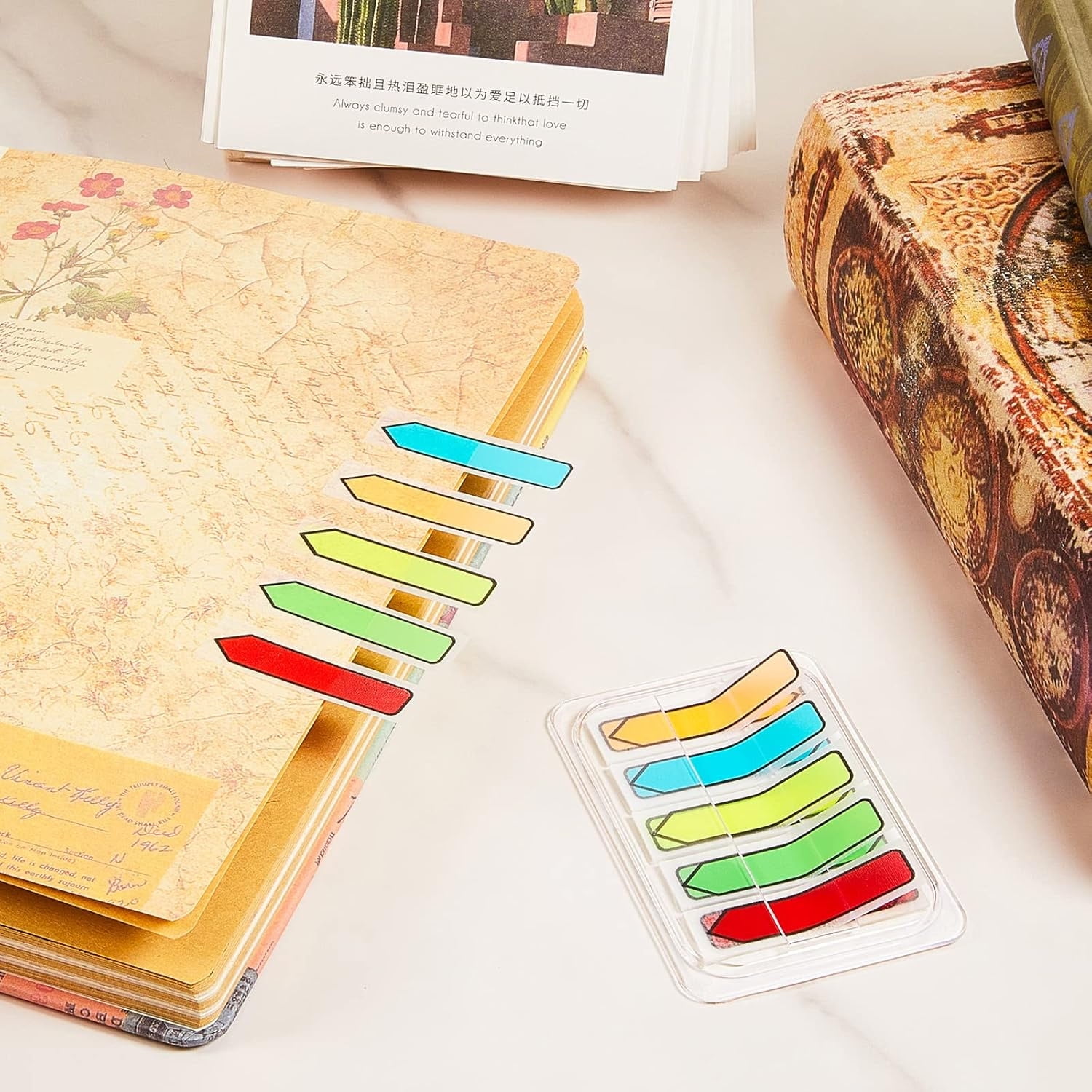 6 Packs/600Pcs Arrow Flags Arrow Tabs,5 Colors Sticky Flags Arrow Sticky Notes,Sign Stickers,Message Flags for Office,Notebook,Annotating,Books,Notary,Books(Multicolor) - Image 3