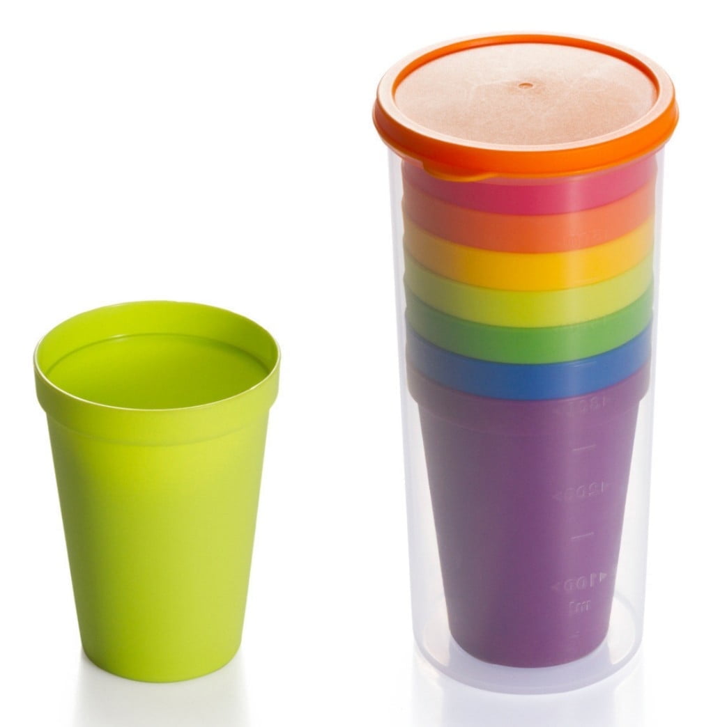 Tutuviw 7oz Plastic Kids Cup Set of 8 Children Drinking Cups, Reusable Juice Tumblers, Unbreakable Toddler Cups Dishwasher Safe, Perfect - Image 1