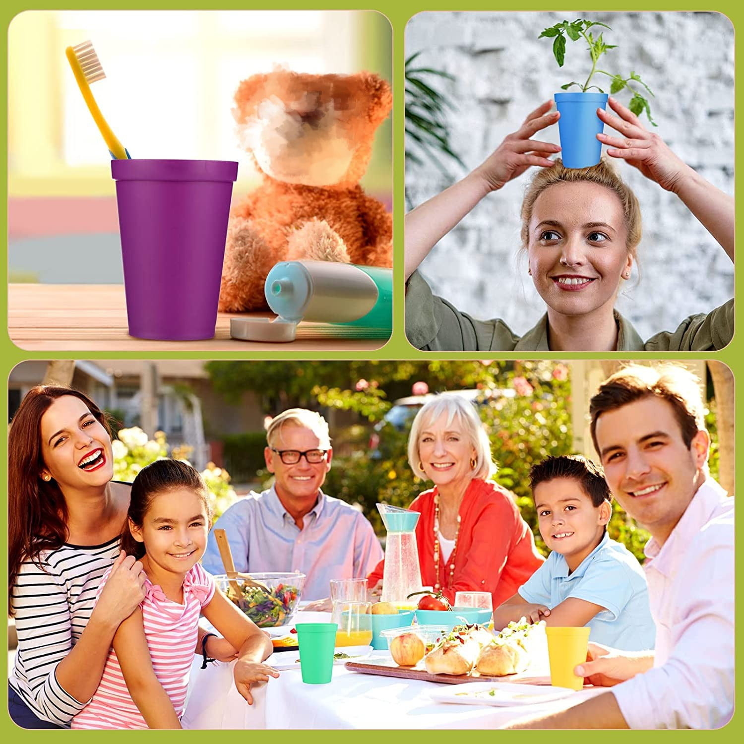 Tutuviw 7oz Plastic Kids Cup Set of 8 Children Drinking Cups, Reusable Juice Tumblers, Unbreakable Toddler Cups Dishwasher Safe, Perfect - Image 2