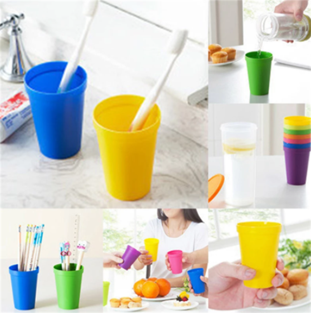 Tutuviw 7oz Plastic Kids Cup Set of 8 Children Drinking Cups, Reusable Juice Tumblers, Unbreakable Toddler Cups Dishwasher Safe, Perfect - Image 3