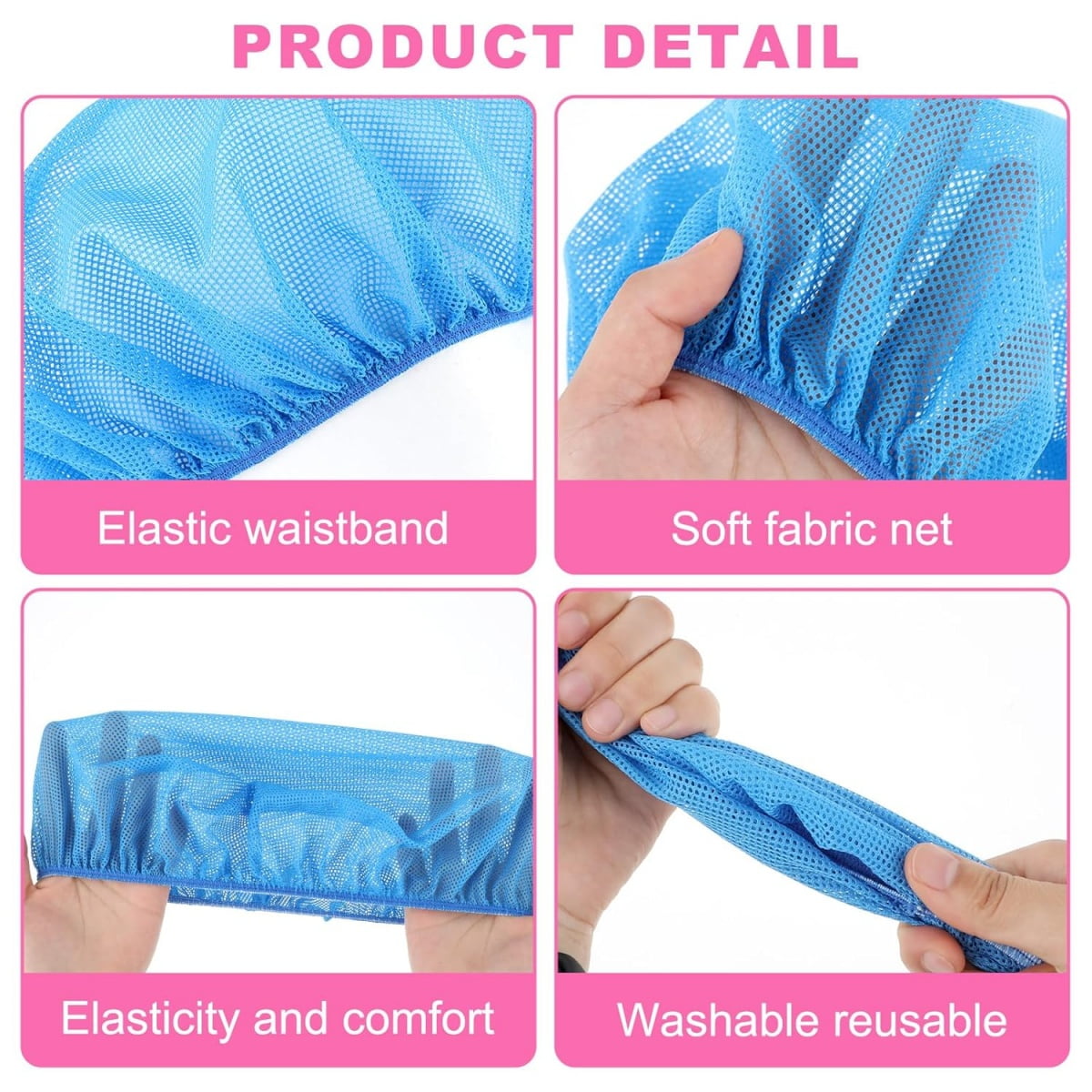 QZS 4 Pcs Mesh Sleep Bonnets,Breathable Shower Caps,Hair Nets Caps for Women,Reusable Multi-color Night Bonnets for Shower,Sleeping,Washing Face Multi-color - Image 2