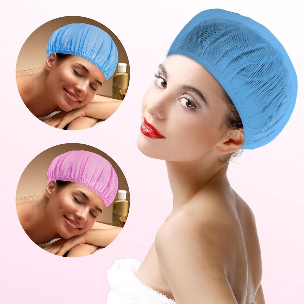 QZS 4 Pcs Mesh Sleep Bonnets,Breathable Shower Caps,Hair Nets Caps for Women,Reusable Multi-color Night Bonnets for Shower,Sleeping,Washing Face Multi-color - Image 3