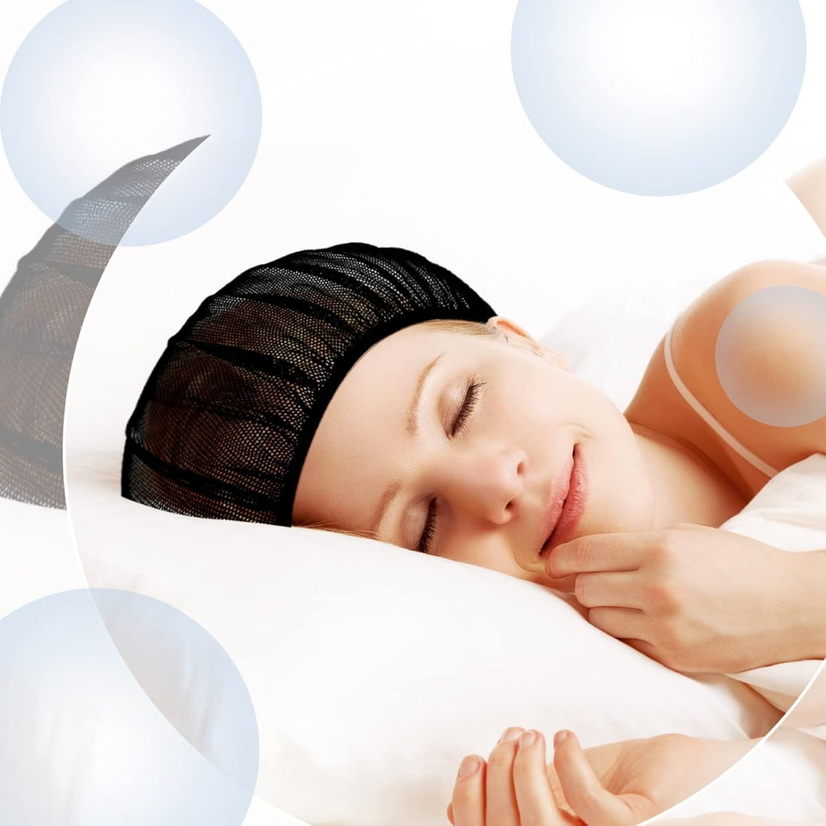 QZS 4 Pcs Mesh Sleep Bonnets,Breathable Shower Caps,Hair Nets Caps for Women,Reusable Multi-color Night Bonnets for Shower,Sleeping,Washing Face Multi-color - Image 4