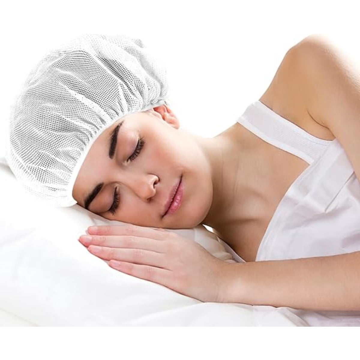 QZS 4 Pcs Mesh Sleep Bonnets,Breathable Shower Caps,Hair Nets Caps for Women,Reusable Multi-color Night Bonnets for Shower,Sleeping,Washing Face White - Image 6