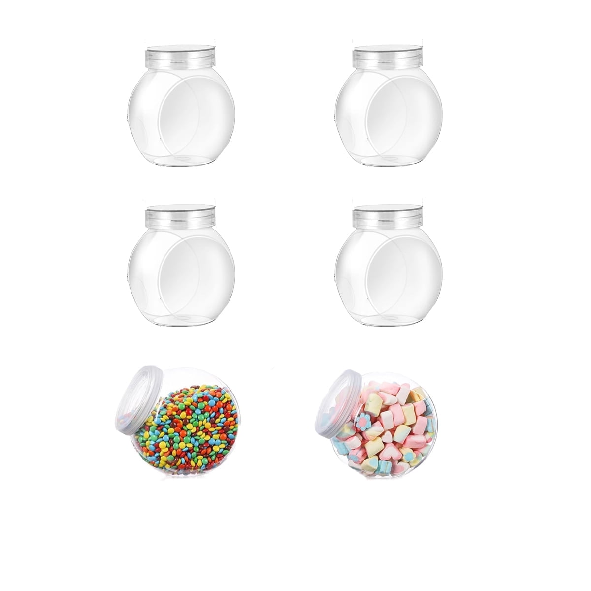 Tutuviw Candy Jars with Lids,6 Pcs 7.7ozCookie Containers Candy Jars with Lids,3 x 2in Plastic Snack Jars for Candy Buffet and Party Table, Candy Buffet Containers,Cookie Jars Dry Food Jars - Image 1