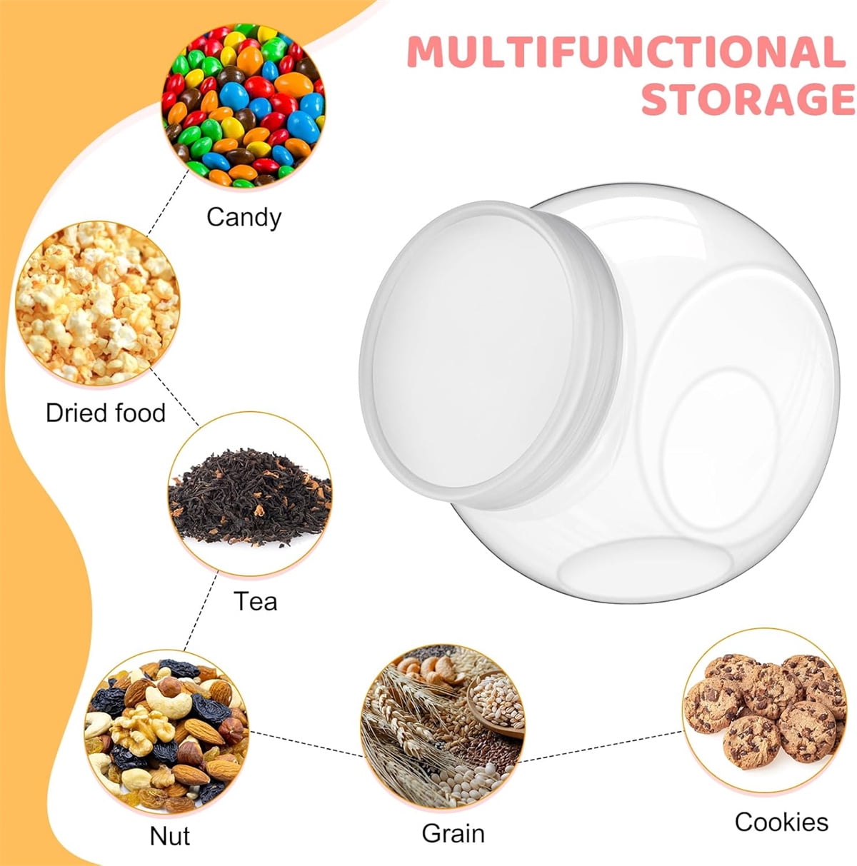 Tutuviw Candy Jars with Lids,6 Pcs 7.7ozCookie Containers Candy Jars with Lids,3 x 2in Plastic Snack Jars for Candy Buffet and Party Table, Candy Buffet Containers,Cookie Jars Dry Food Jars - Image 7