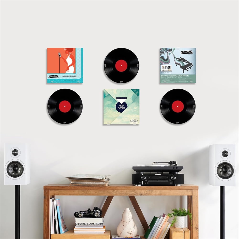 No Drill Vinyl Record Wall Mount Display Shelf,Clear Acrylic Vinyl Holder,Wall Mount Album Storage Shelves,Self Adhesive Wall Hangers Holder,for Home Office Living Room Decor 18 Pcs - Image 3