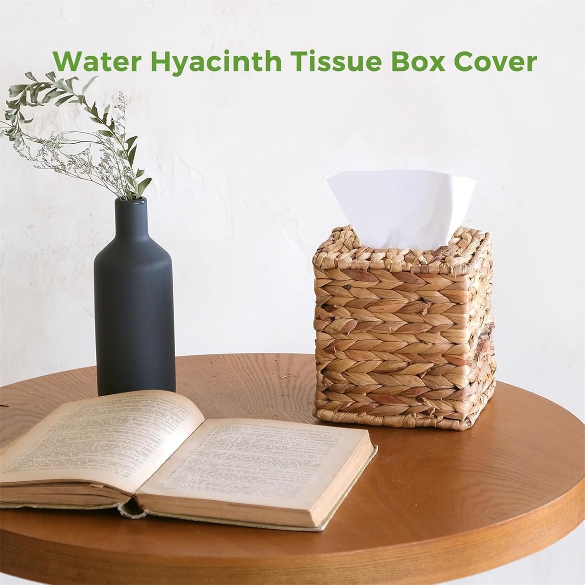 Tutuviw Tissue Box Cover Rectangle,Tissue Box Holder for Bathroom,Water Hyacinth Tissue Box Holder,Rattan Tissue Box Cover Facial Tissue Holder for Table,10