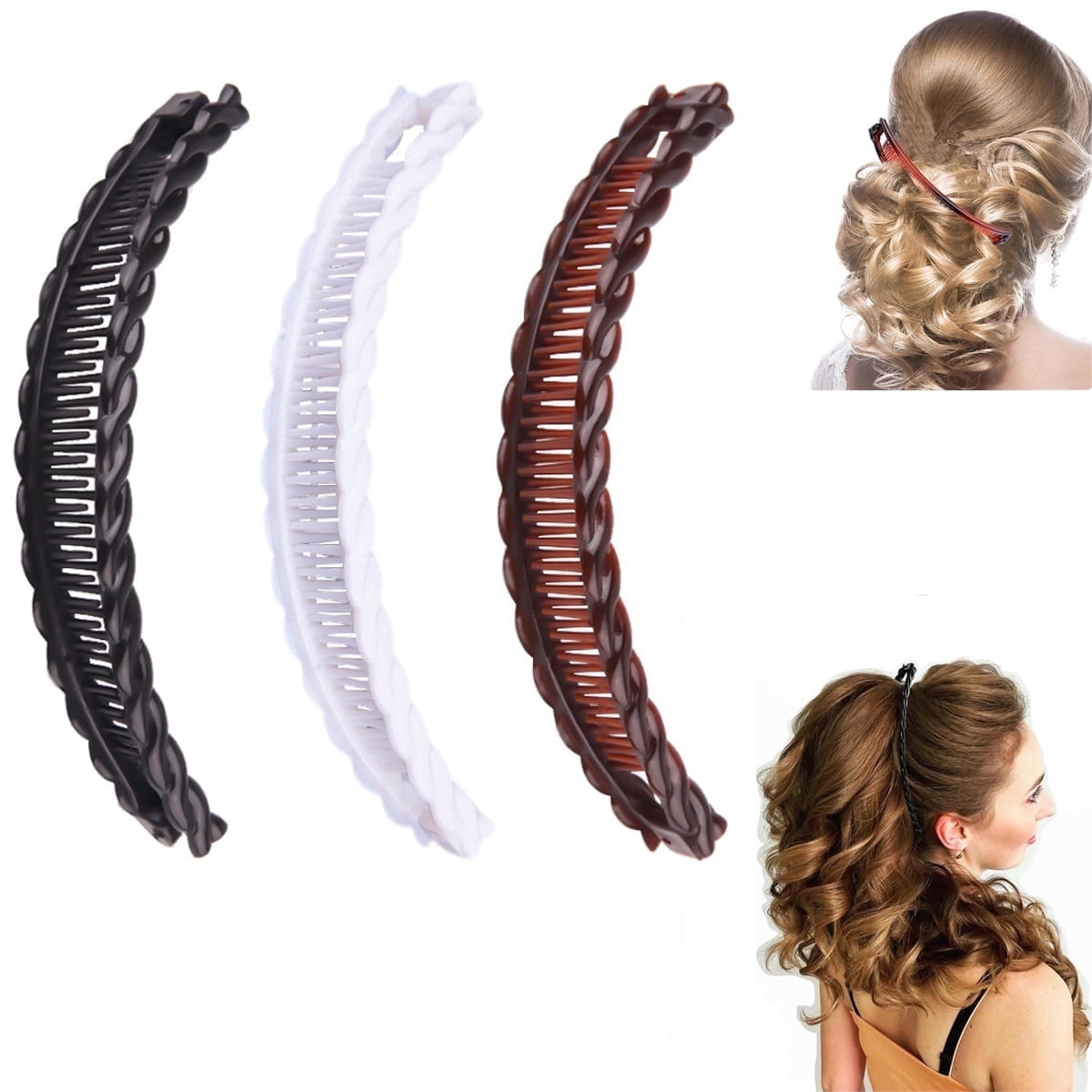 Banana Clips,Tutuviw Vintage Clincher Combs Tool,Nonslip Hair Banana Combs,Large Acrylic Banana Clips for Thick Hair,Strong Ponytail Holder Clips Fishtail Hair Clip for Women Girls,3 Styles - Image 1