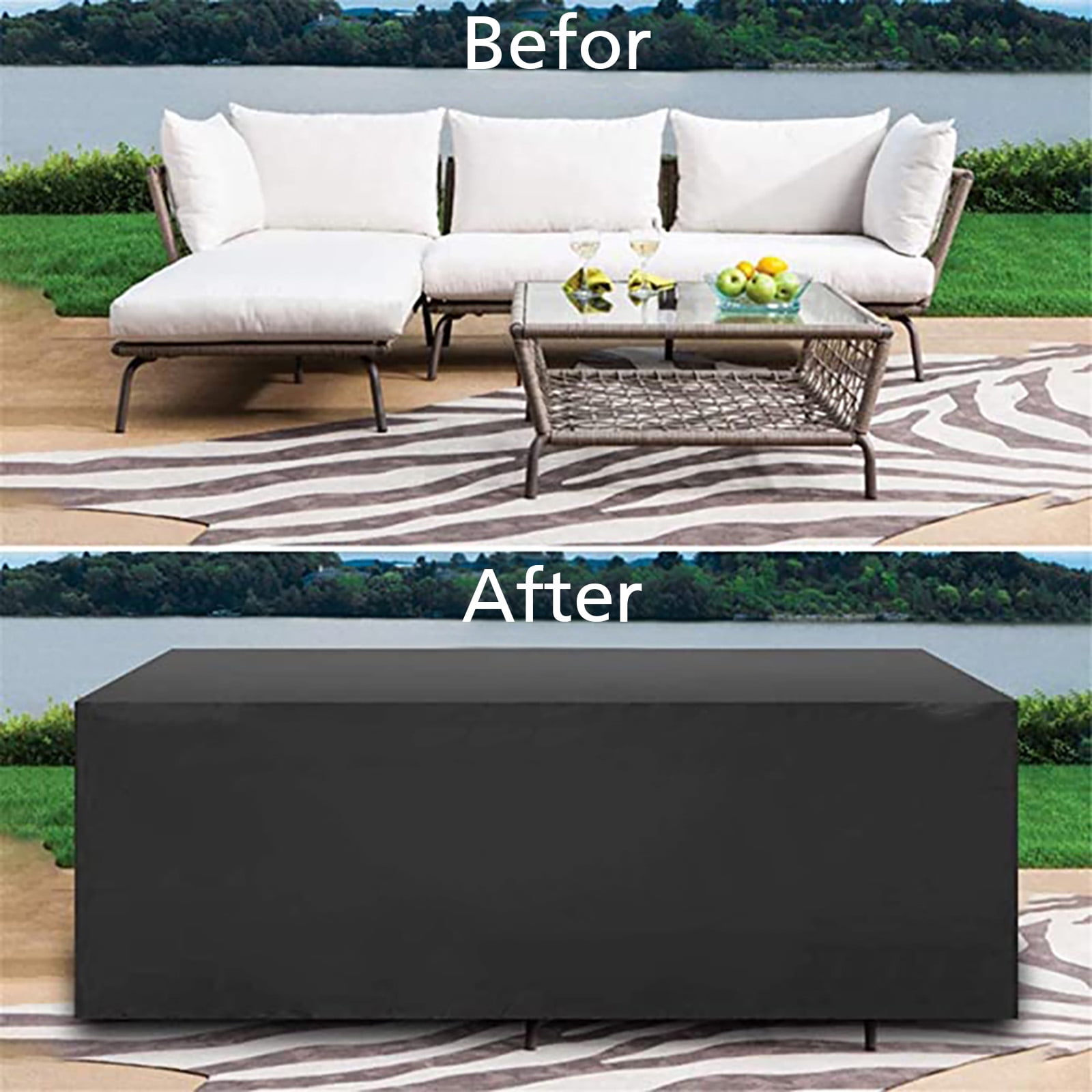 Rectangular Patio Table Cover Heavy Duty Waterproof Outdoor Furniture Set Cover 106