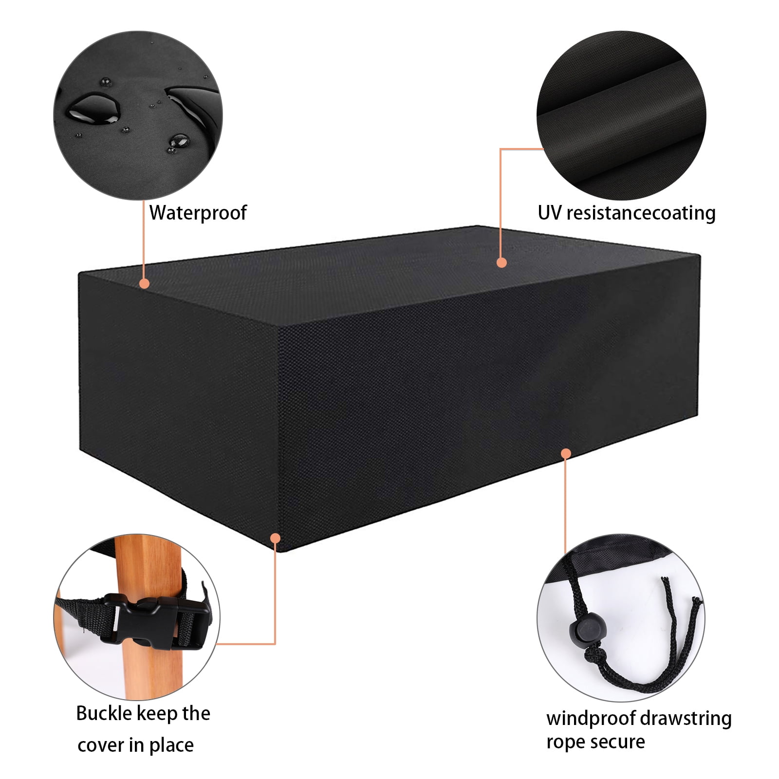 Rectangular Patio Table Cover Heavy Duty Waterproof Outdoor Furniture Set Cover 124