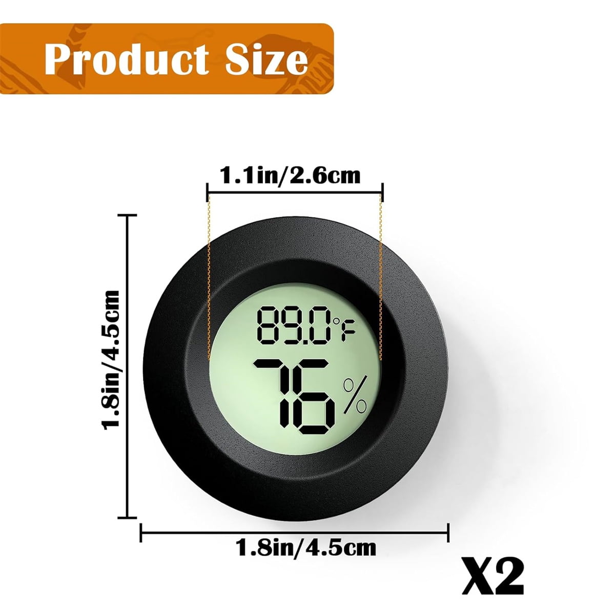 Tutuviw Reptile Thermometer Hygrometer LCD Digital Humidity Gauge for Reptile Heat Pad to Monitor Temperature and Humidity in Reptile Terrarium for Turtle Snake Lizard Frog Plant Box, 2Pcs 1.7 - Image 2