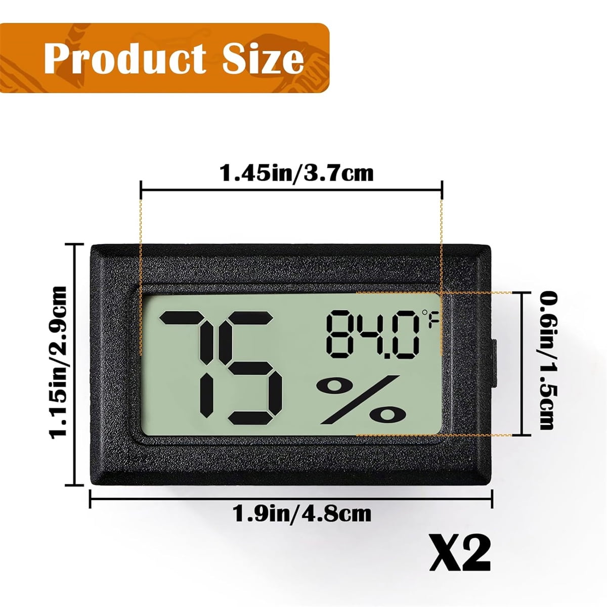 Tutuviw Reptile Thermometer Hygrometer LCD Digital Humidity Gauge for Reptile Heat Pad to Monitor Temperature and Humidity in Reptile Terrarium for Turtle Snake Lizard Frog Plant Box, 2Pcs 2