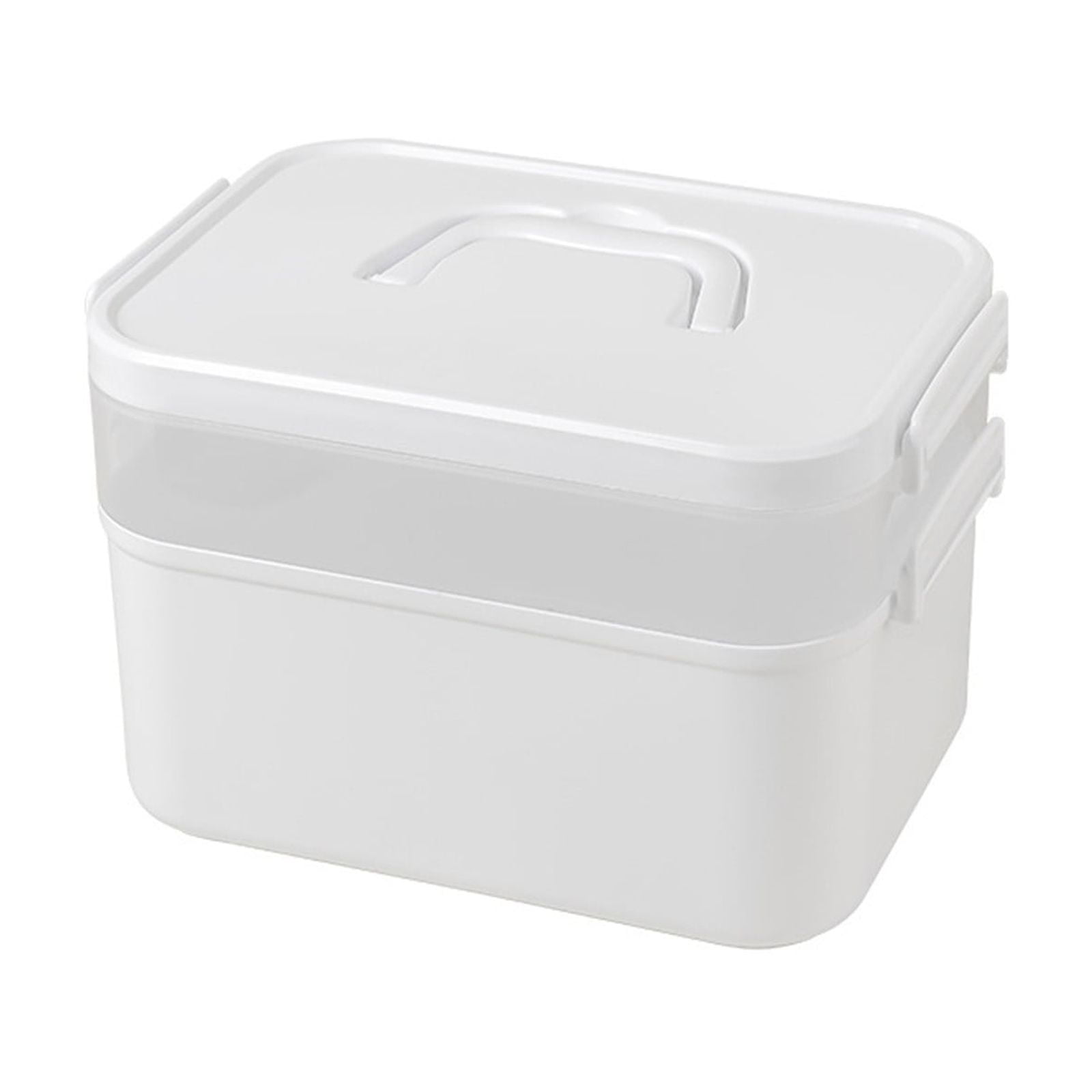 Portable Nail Polish Carrying Box, Plastic Storage Bins with Removable Tray and Lids, Crafts Organizers and Storage Clear Container with Handle, Travel Box Holders for Art Crafts and Cosmetic White - Image 2