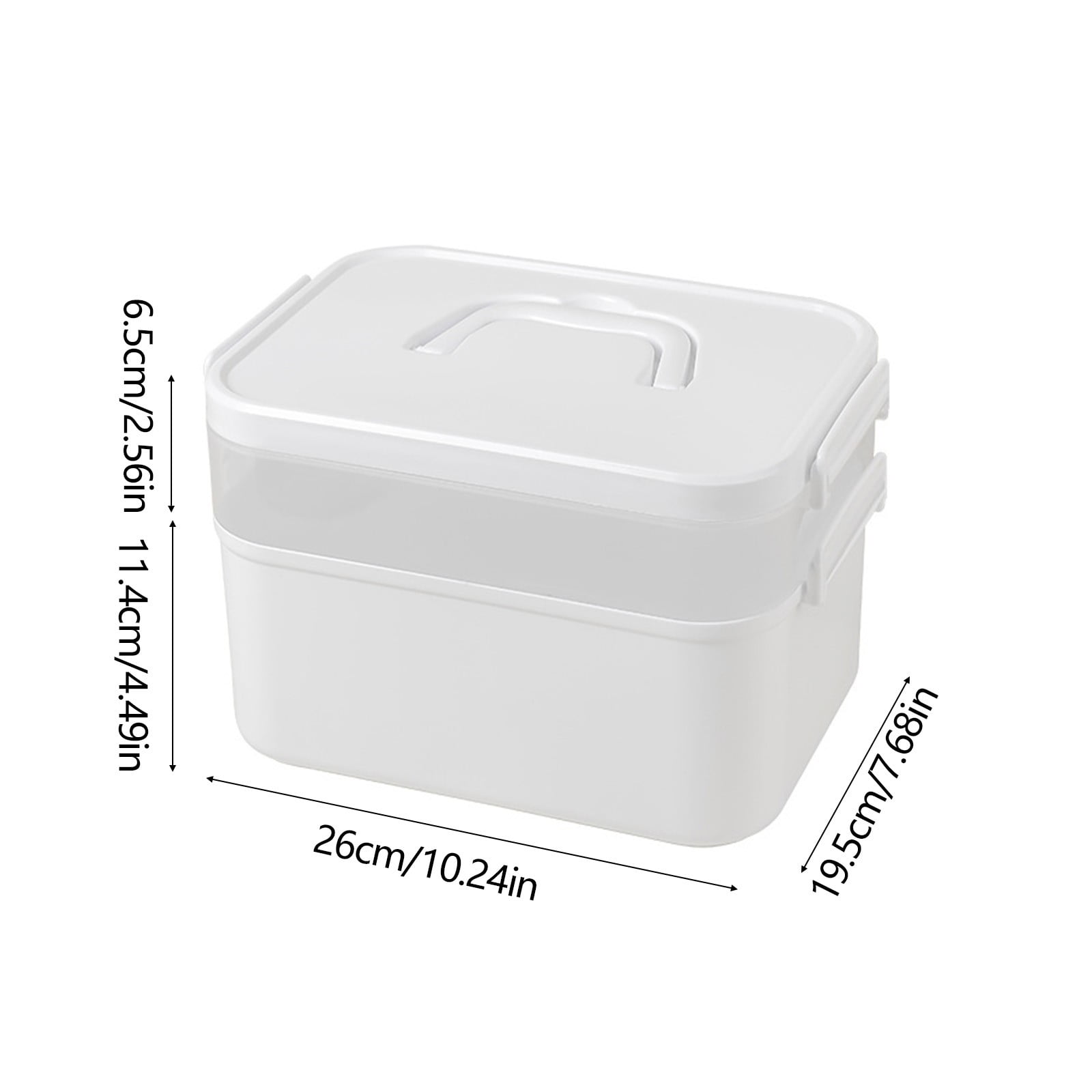 Portable Nail Polish Carrying Box, Plastic Storage Bins with Removable Tray and Lids, Crafts Organizers and Storage Clear Container with Handle, Travel Box Holders for Art Crafts and Cosmetic White - Image 3