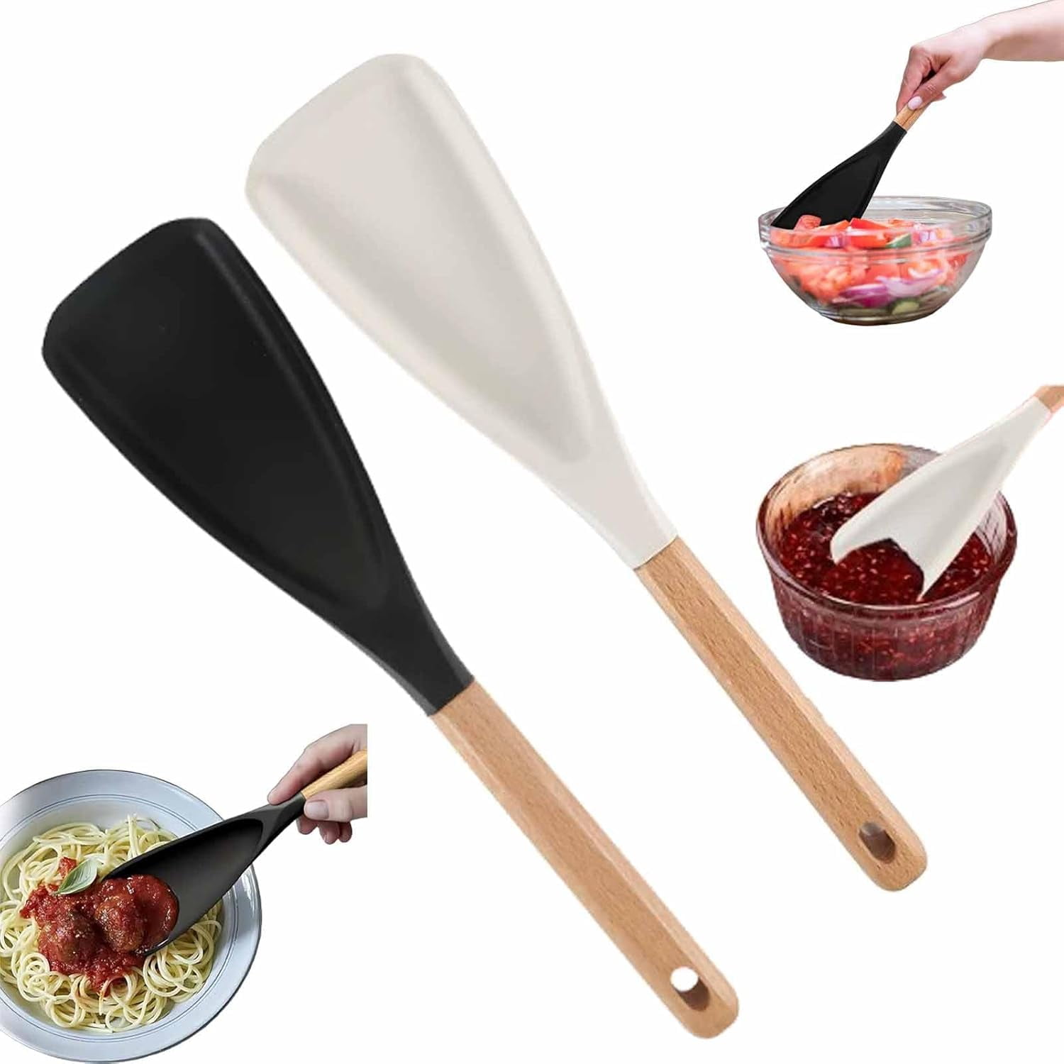 GlobaShun Consensuts Multi Function Spoon, 2-in-1 Multi-function Spatula Spoon, Cooking Spoon for Nonstick Cookwares, Silicone Cooking Utensils for Kitchen, Multifunction Spoon for Mixing Mix - Image 1