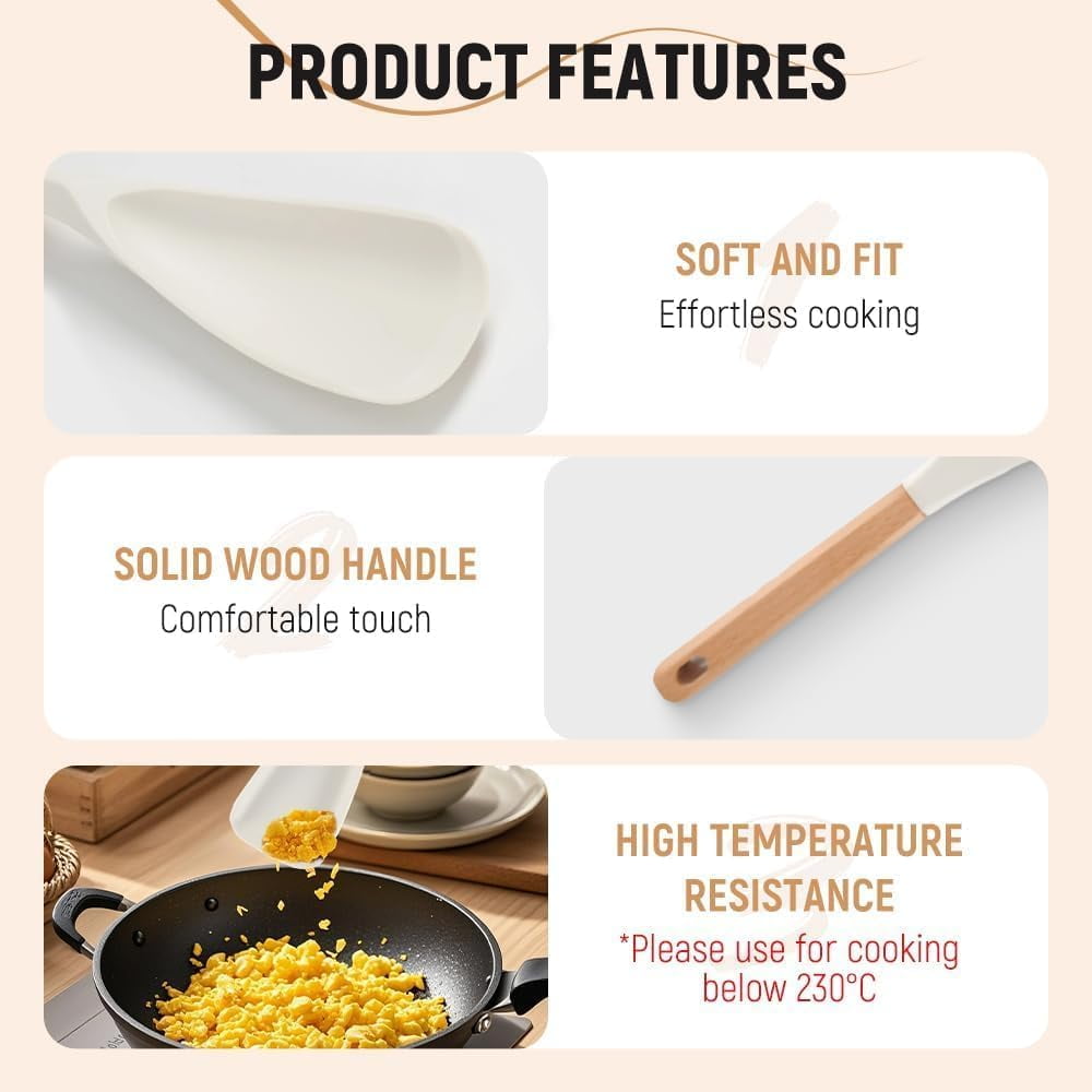 GlobaShun Consensuts Multi Function Spoon, 2-in-1 Multi-function Spatula Spoon, Cooking Spoon for Nonstick Cookwares, Silicone Cooking Utensils for Kitchen, Multifunction Spoon for Mixing Mix - Image 4