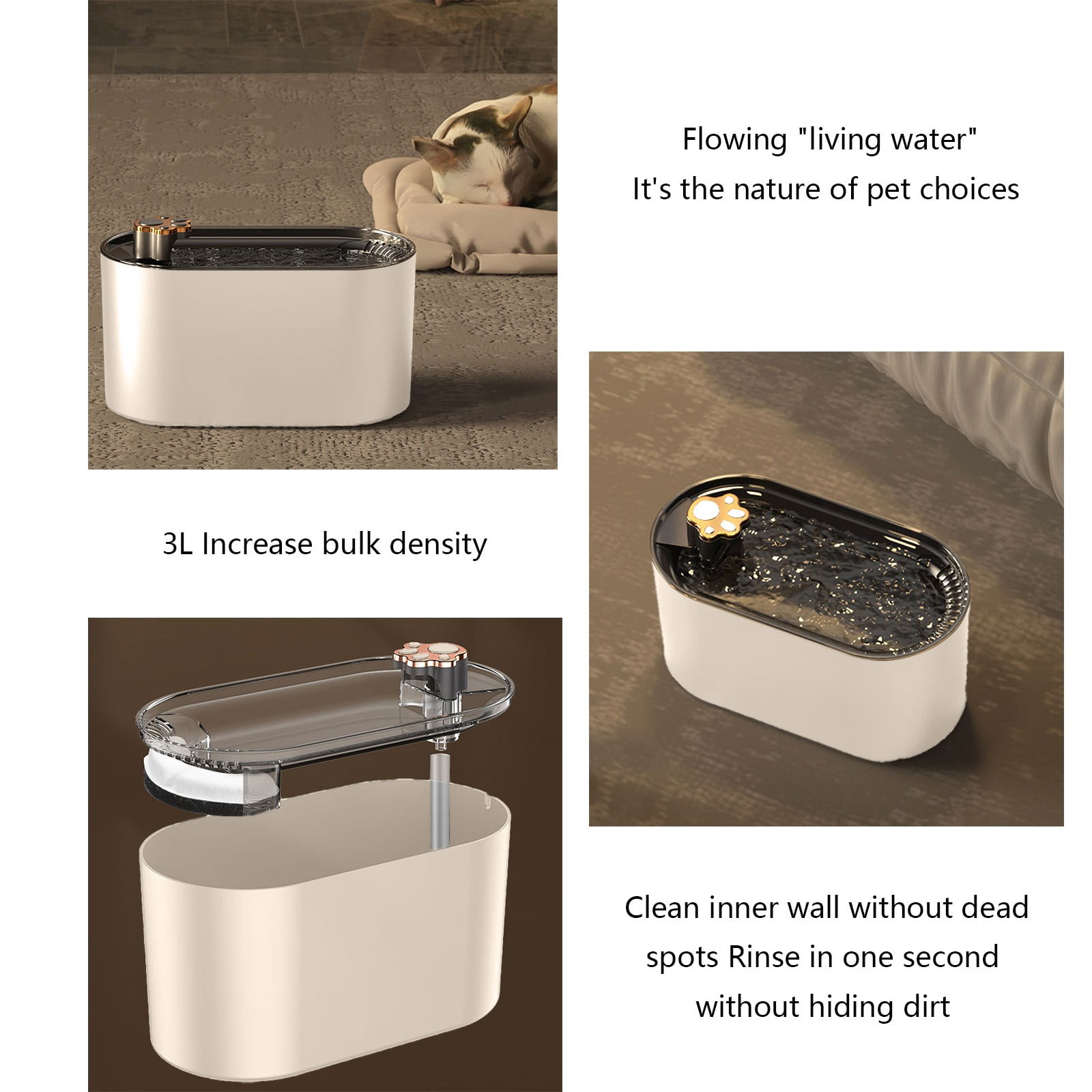 Cats Water Fountains, 3L Automatic Pet Dispenser, Automatic Cats Water Fountains Dog Water Dispenser, Whispers Quiet Cats Fountains Pet Water Fountains, Dog Water Dispenser with LED Light B - Image 5
