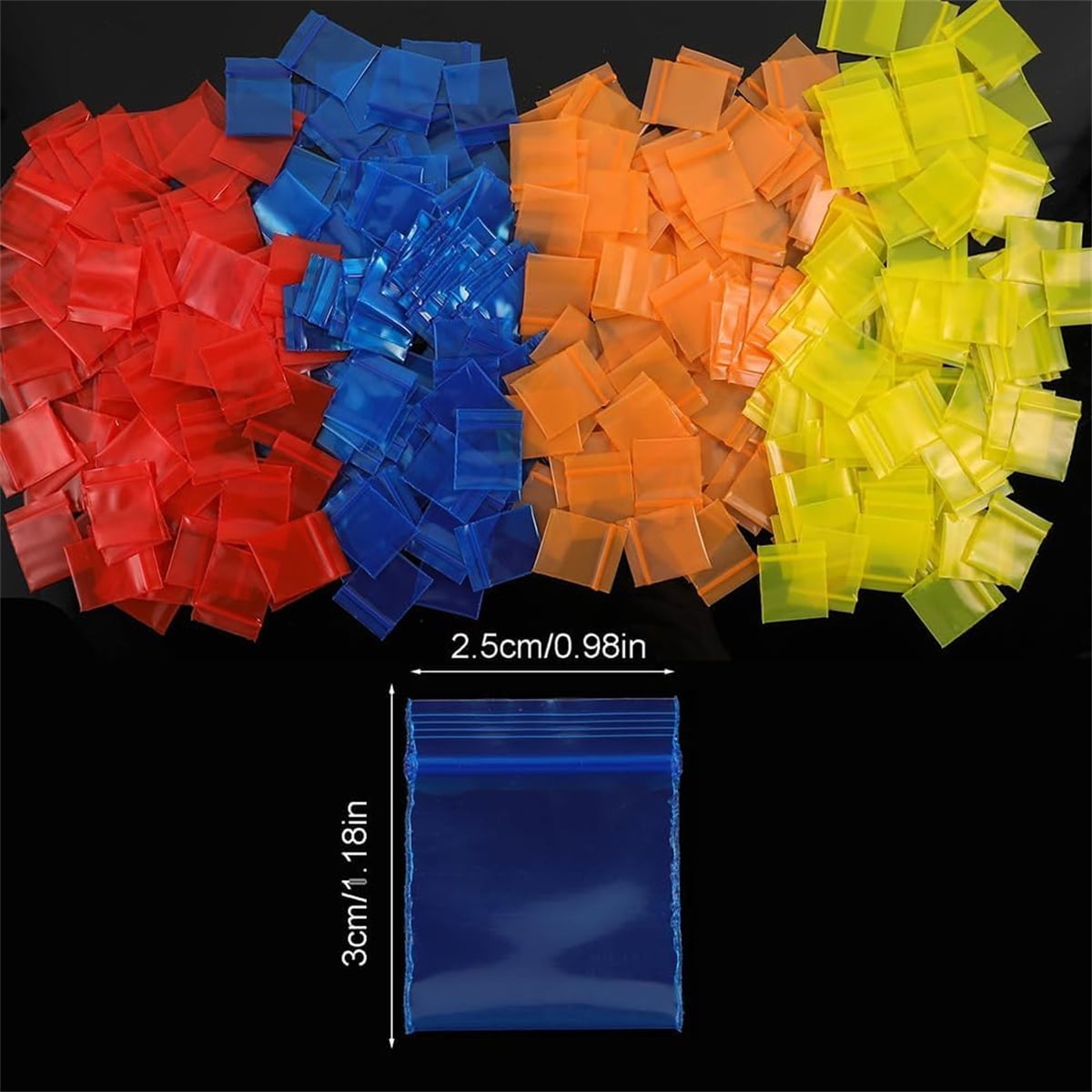 Mini Bags,Tutuviw 200Pcs Small Plastic Seal Bags, Jewelry Bags, Small Packing Bags,Jewelry Reclosable Pouch,Press Sealing Zip Lock Bags for Snack Beads Pills (7MIL Thick, Colour Mixture) - Image 2