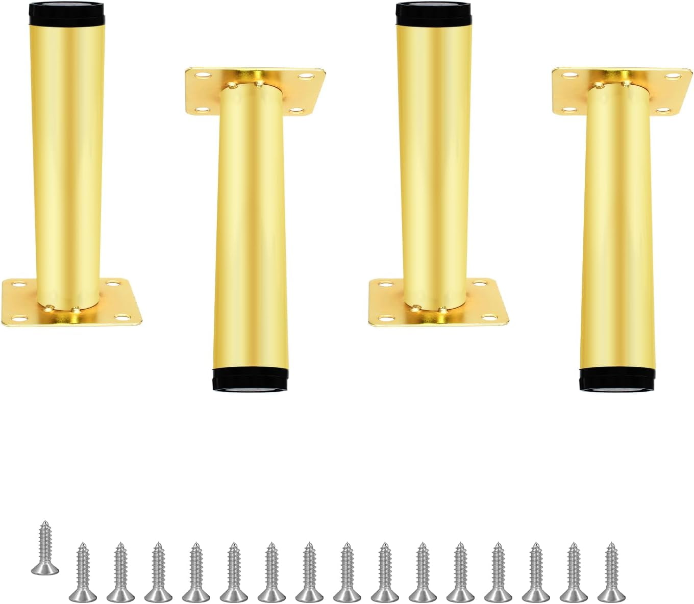 4pcs Gold Adjustable Furniture Legs, 4 Inch / 100mm Gold Metal Support Feet Heavy Duty Replacement Legs for Sofa TV Cabinet Couch Coffee Table Sideboards Cupboard Dresser Gold Adj - Image 2