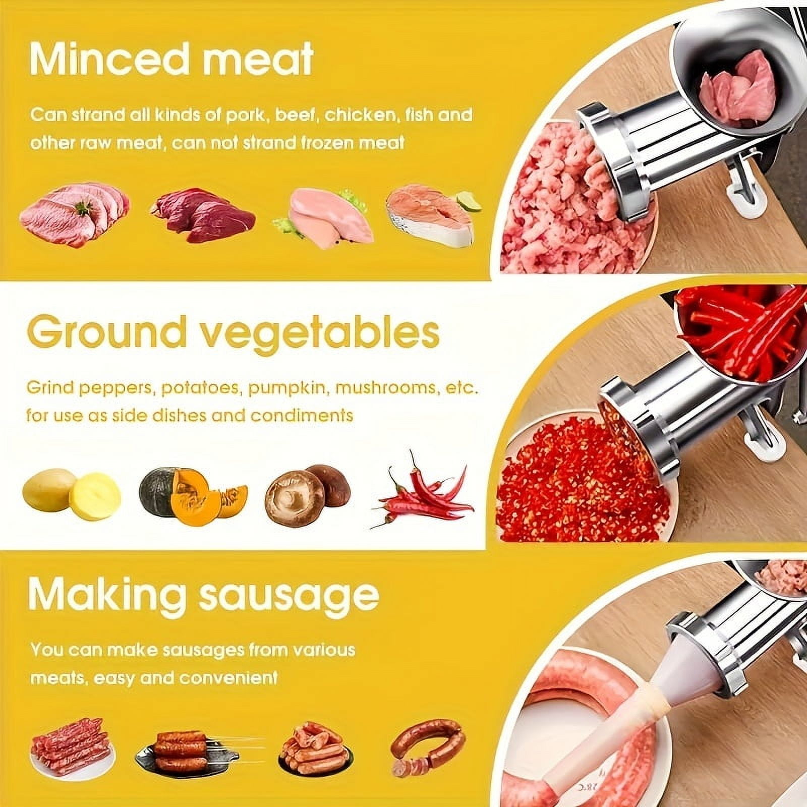 Stainless Steel Manual Meat Grinder With Tabletop Clamp - Heavy Duty Sausage Maker & Vegetable Crusher, Essential Kitchen Gadget - Image 6