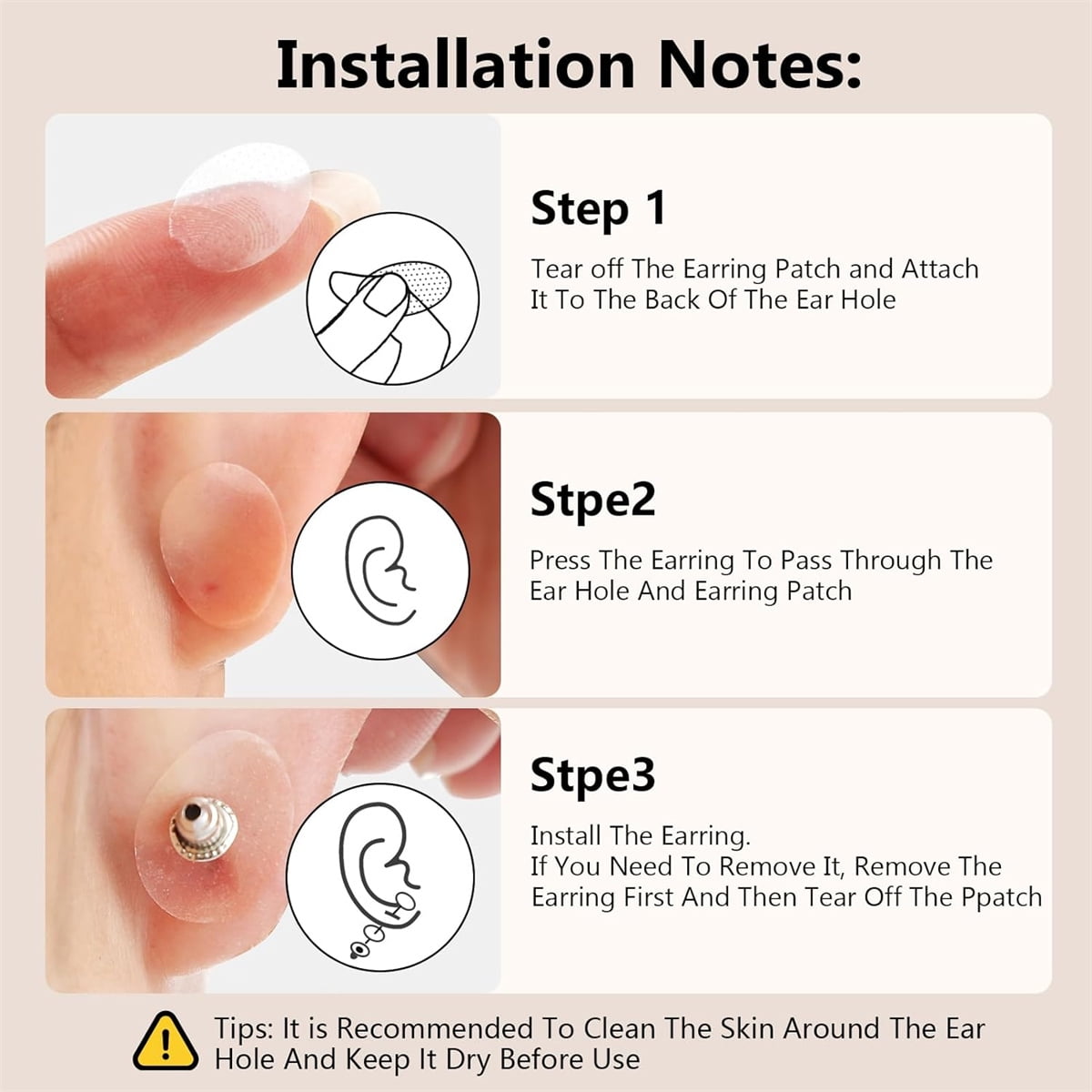 Earring Stickers for Split Earlobes,Tutuviw 50Pcs Earring Support Patches,Reinforcement Ear Stickers Earring Backs for Droopy Ears Heavy Earrings,Large Earring Stabilizers Stickers Beige - Image 4